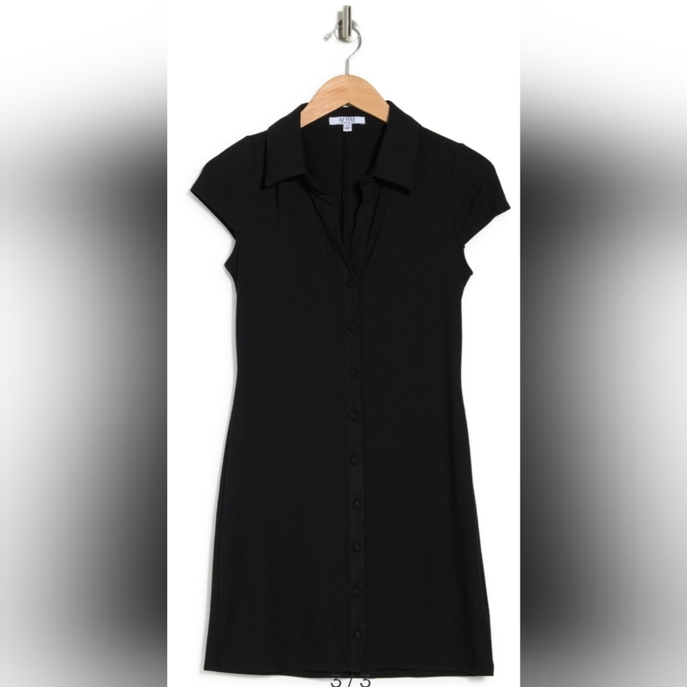 AFRM Black Short Sleeve Button Front Dress Size Small (4-6) NWT - Picture 4 of 15